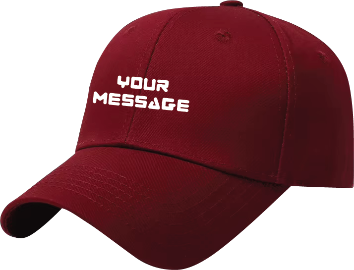 branded maroon baseball cap